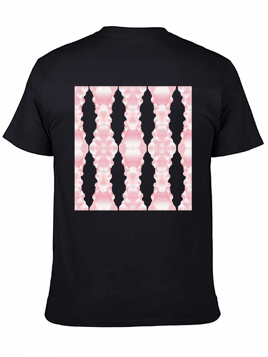 Modern Pink Cloud Pattern Black T-Shirt
