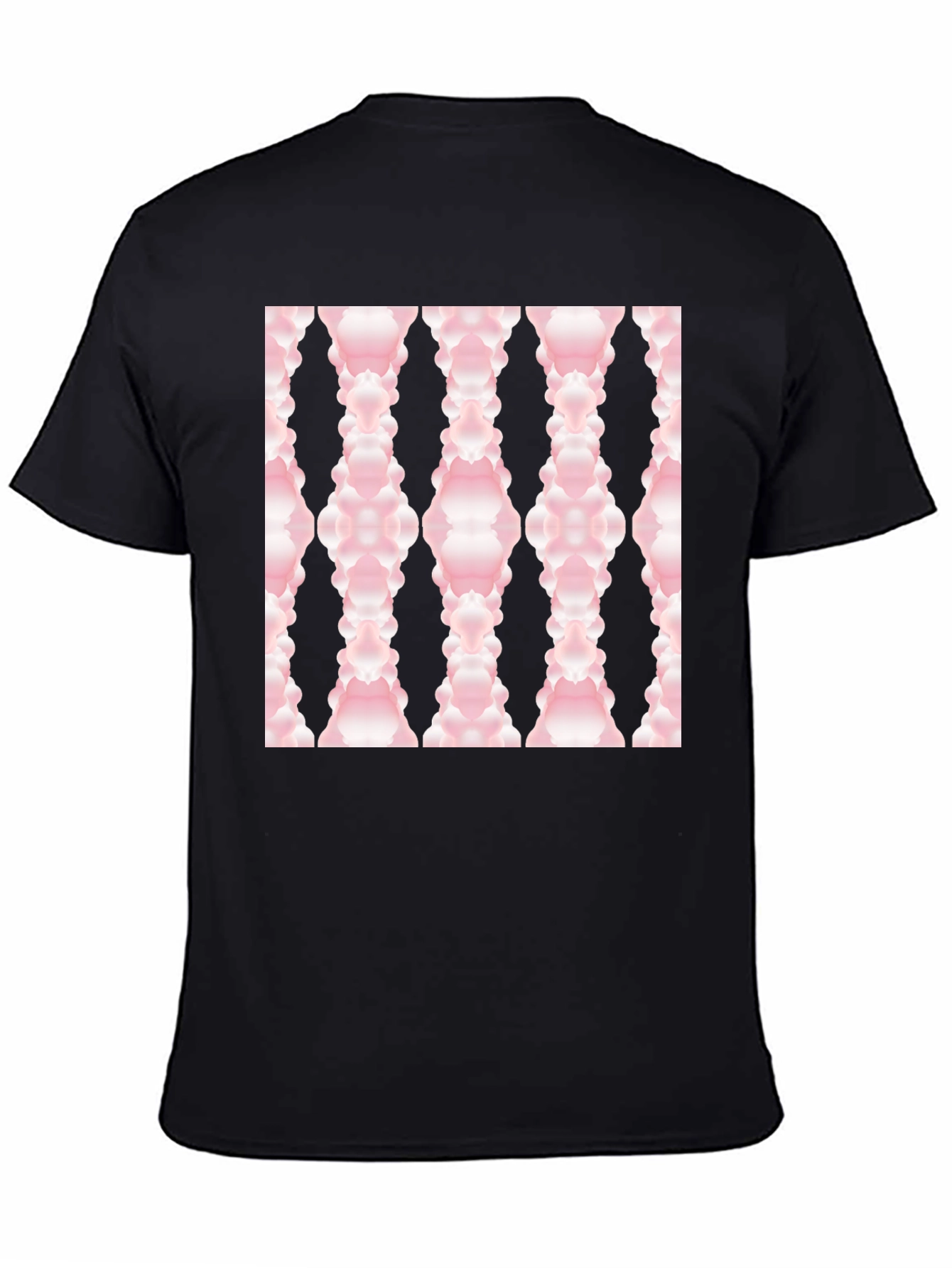 Modern Pink Cloud Pattern Black T-Shirt