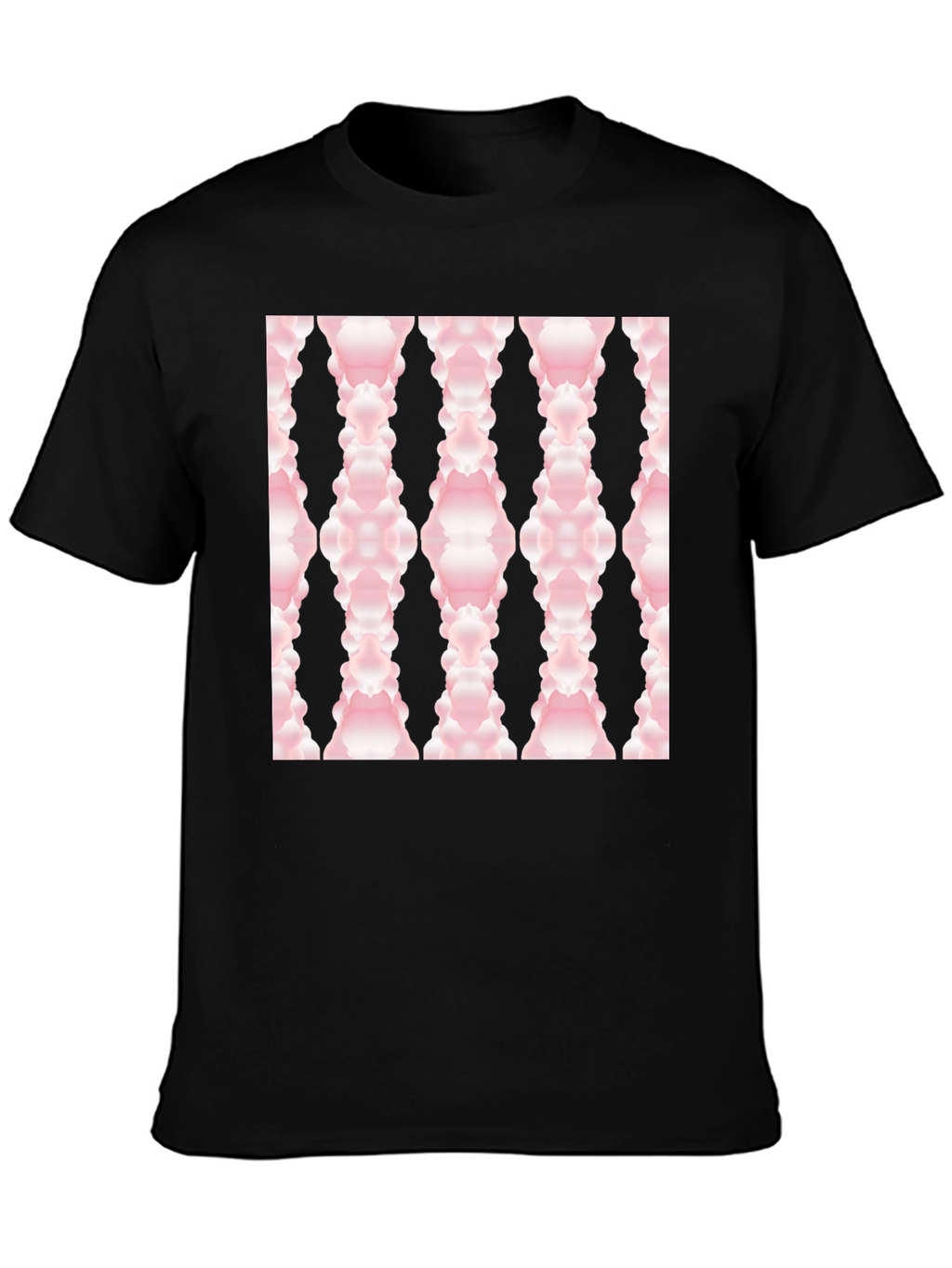 Modern Pink Cloud Pattern Black T-Shirt