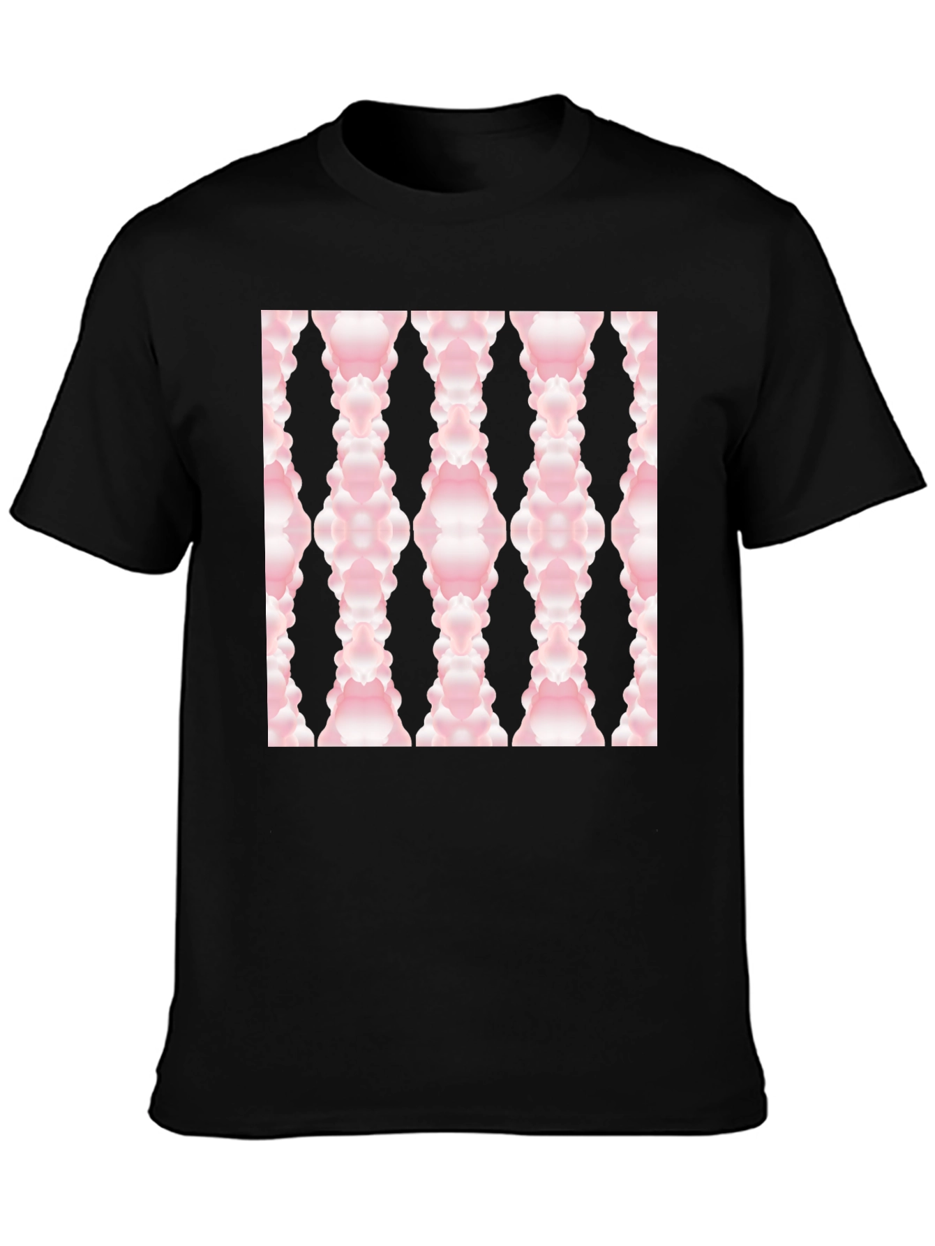 Modern Pink Cloud Pattern Black T-Shirt