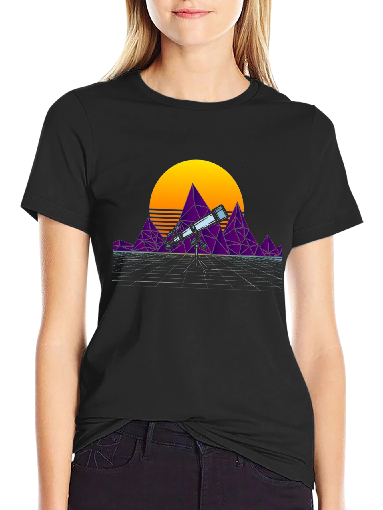 Retro Telescope T-Shirt - Synthwave Design