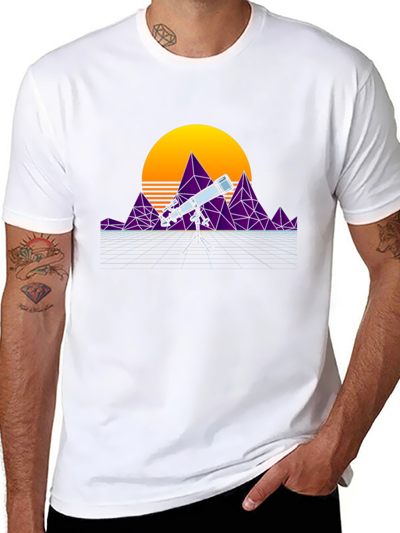 Retro Telescope T-Shirt - Synthwave Design
