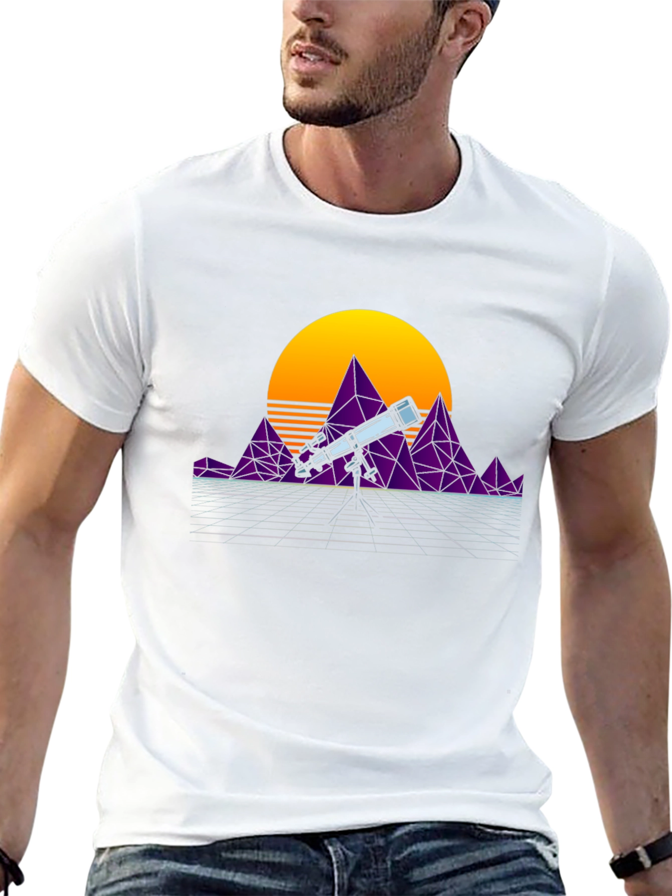Retro Telescope T-Shirt - Synthwave Design