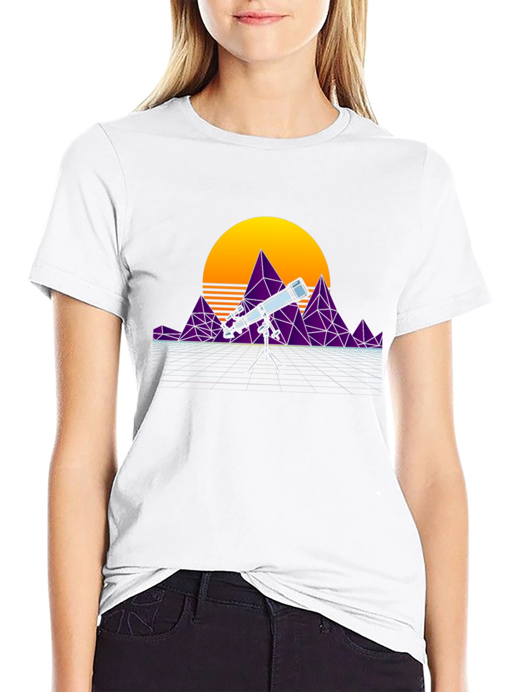 Retro Telescope T-Shirt - Synthwave Design