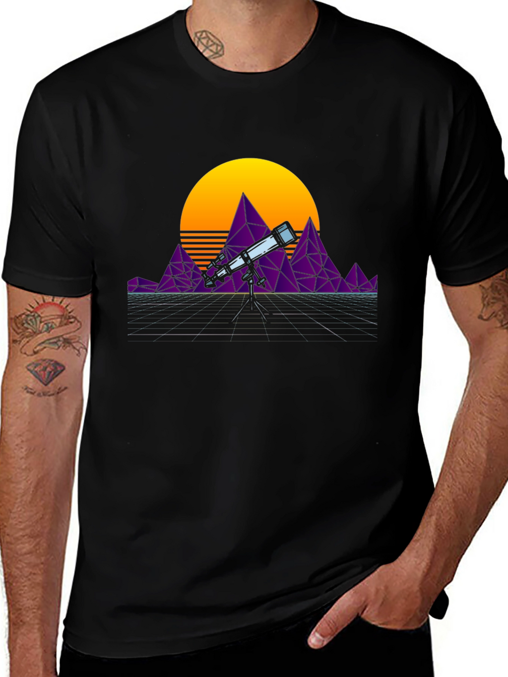 Retro Telescope T-Shirt - Synthwave Design