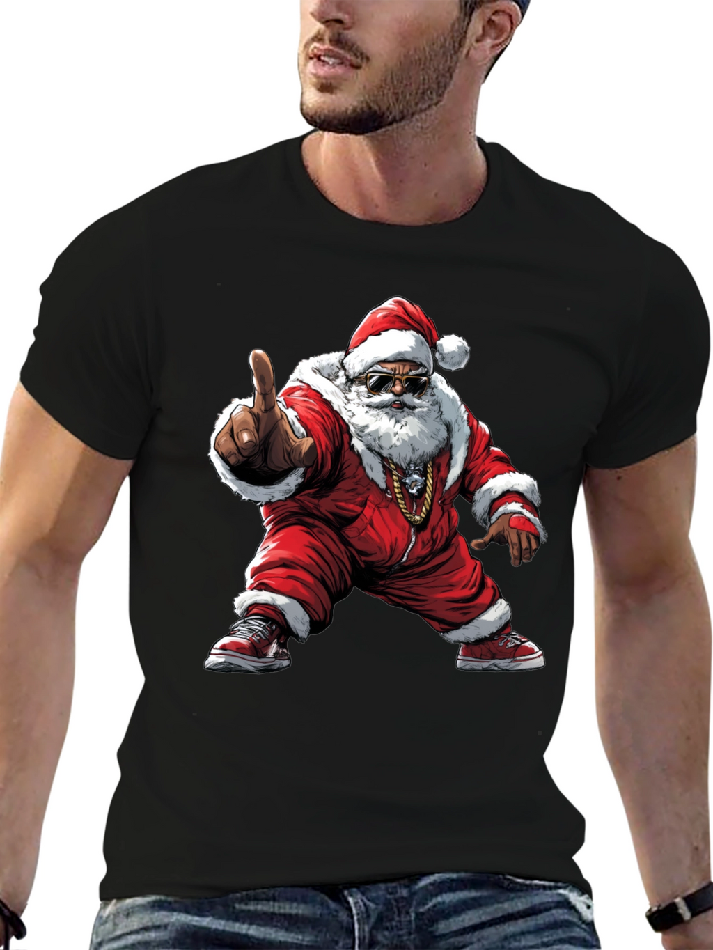 Cool Santa Black T-Shirt