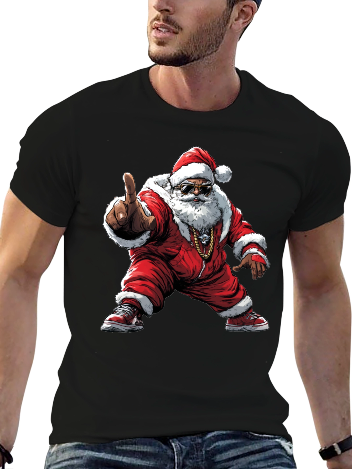 Cool Santa Black T-Shirt