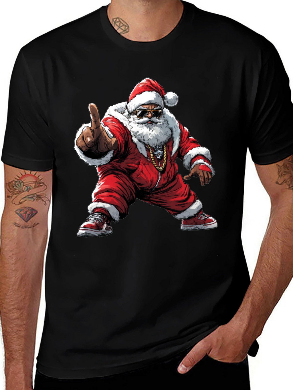 Cool Santa Black T-Shirt