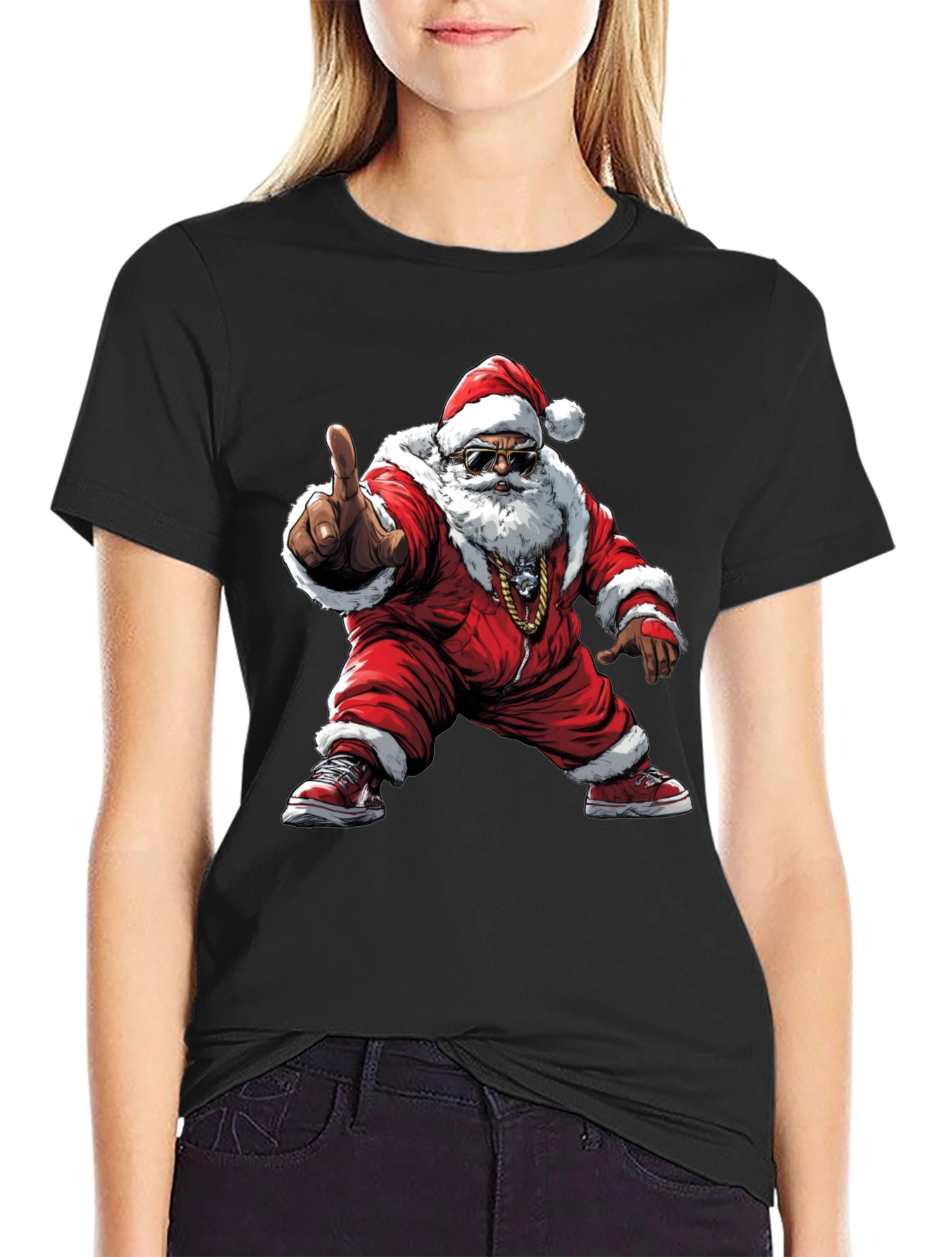 Cool Santa Black T-Shirt