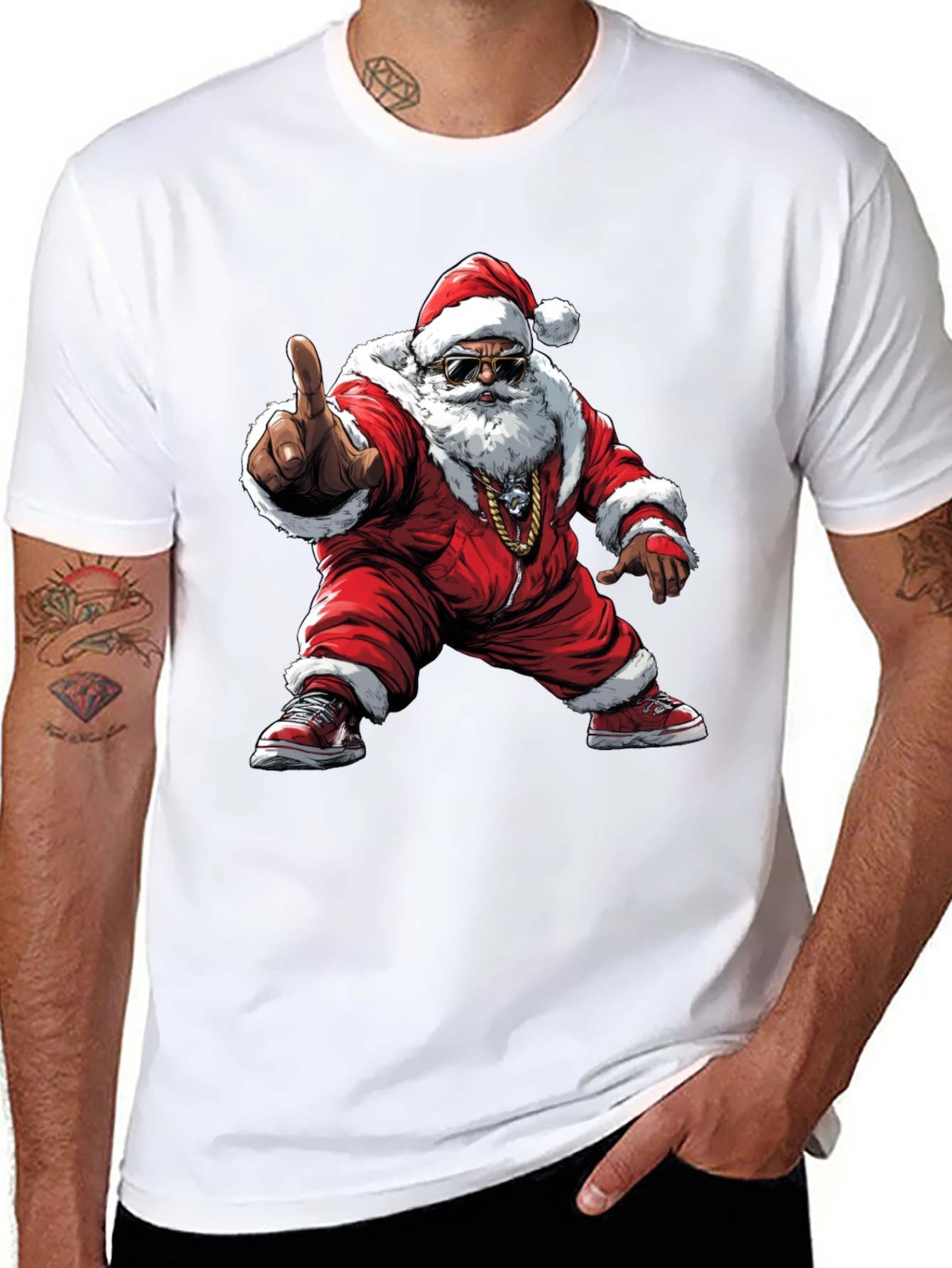 Cool Santa Black T-Shirt