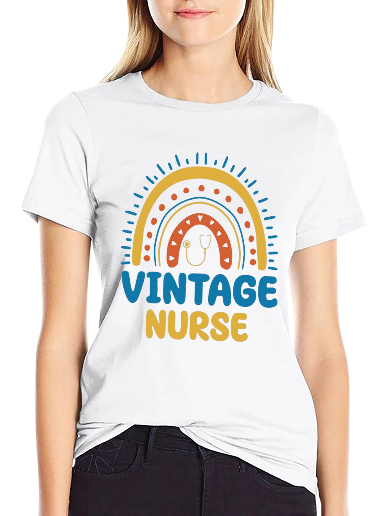 Vintage Nurse Rainbow T-Shirt - Medical Professional Apparel