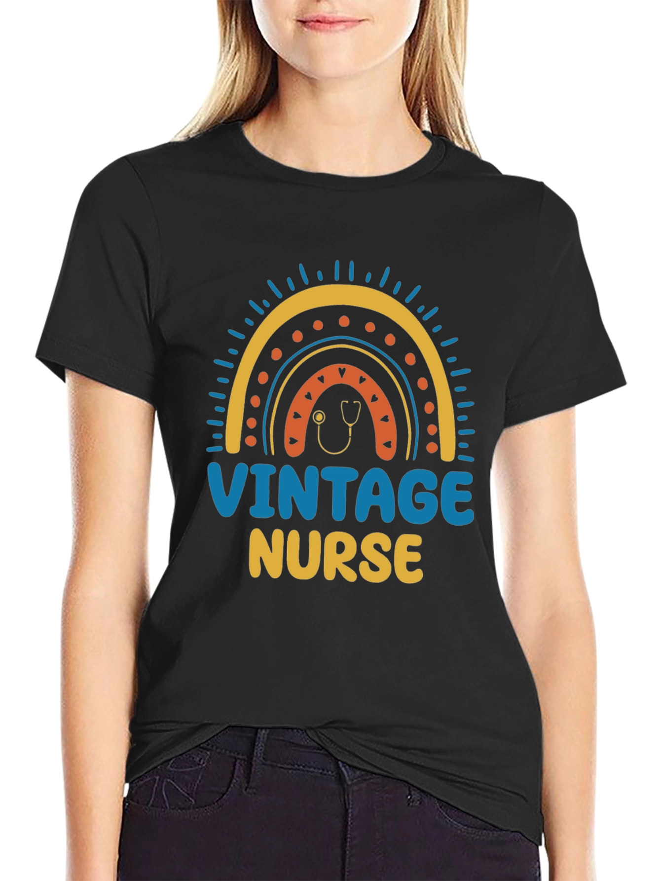 Vintage Nurse Rainbow T-Shirt - Medical Professional Apparel