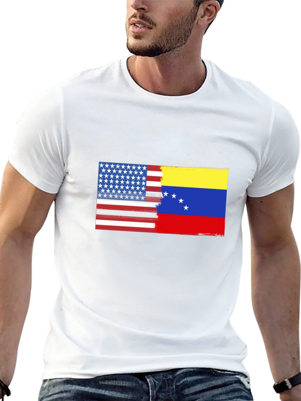 USA & Venezuela Flag Graphic T-Shirt