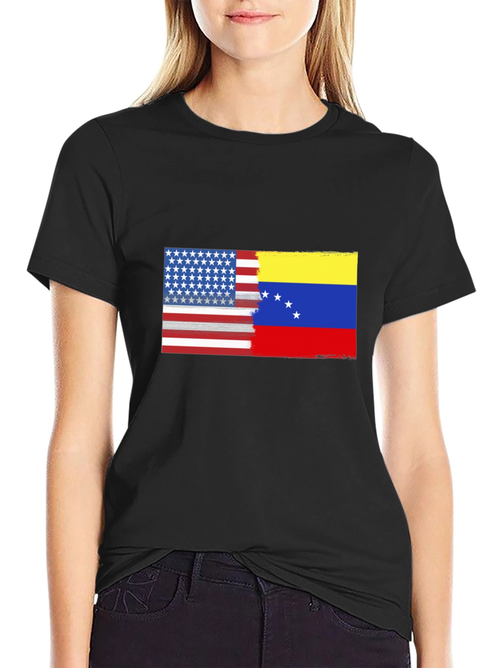 USA & Venezuela Flag Graphic T-Shirt