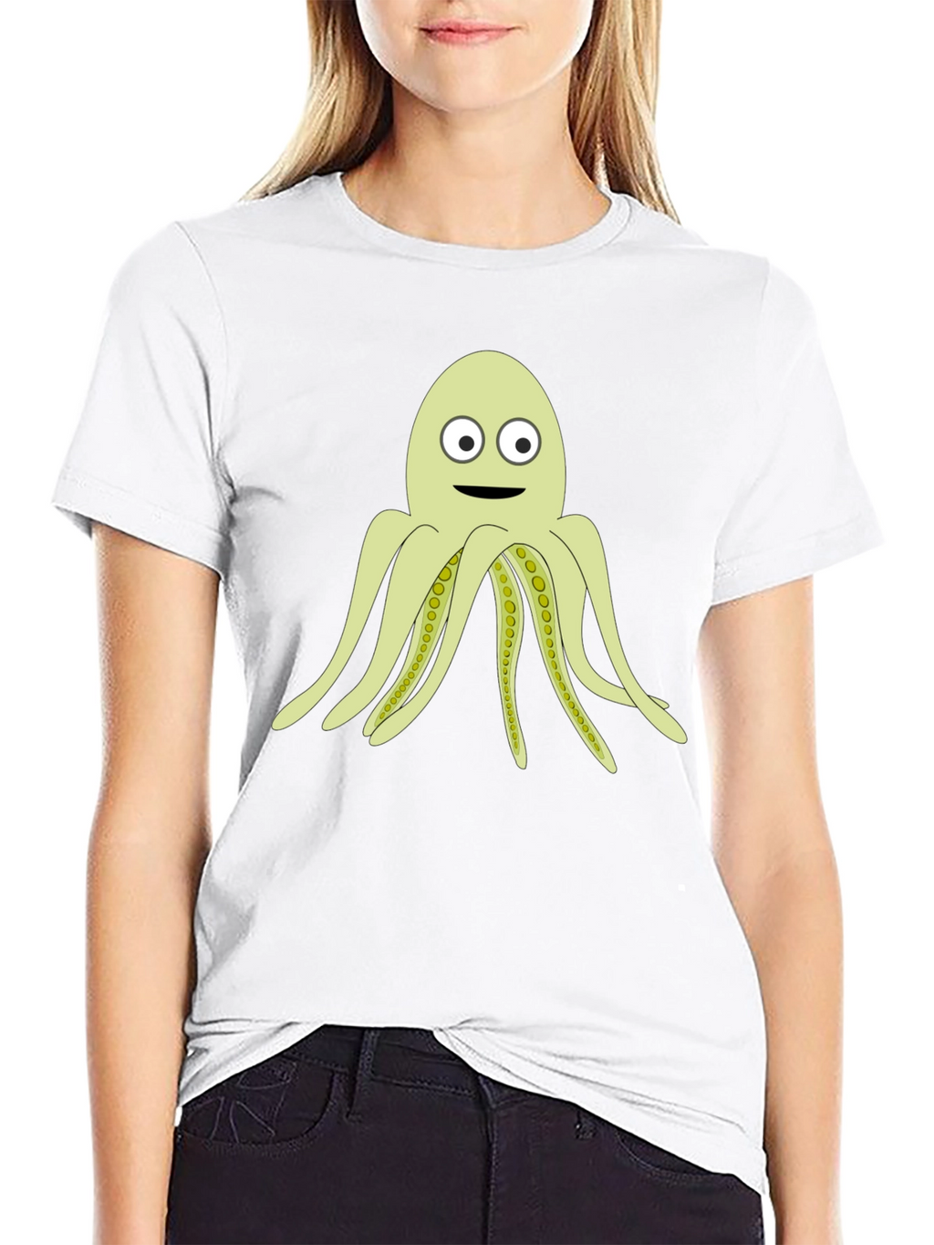 Cartoon Octopus Black T-Shirt