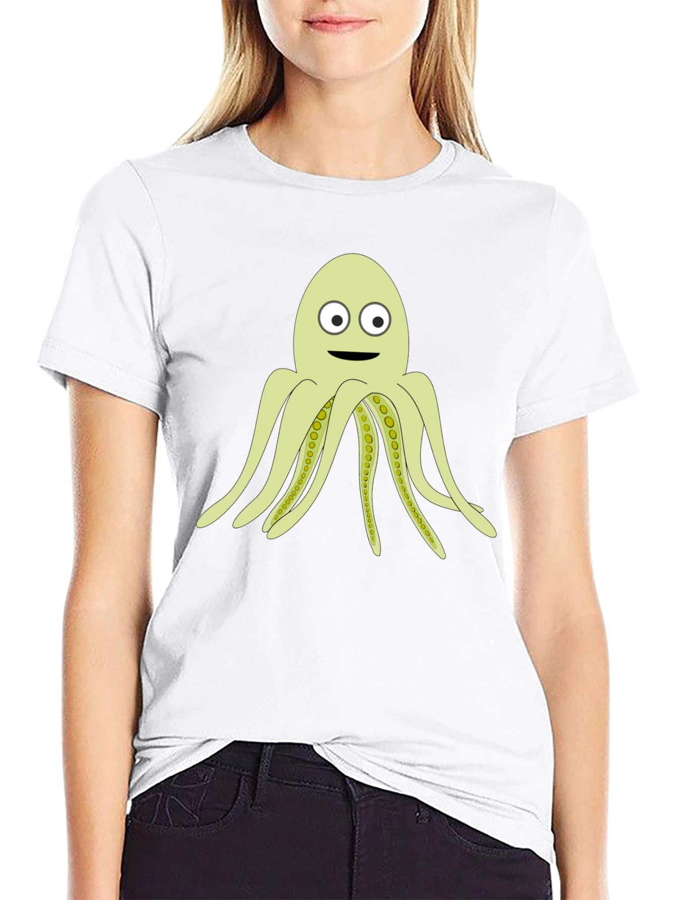 Cartoon Octopus Black T-Shirt
