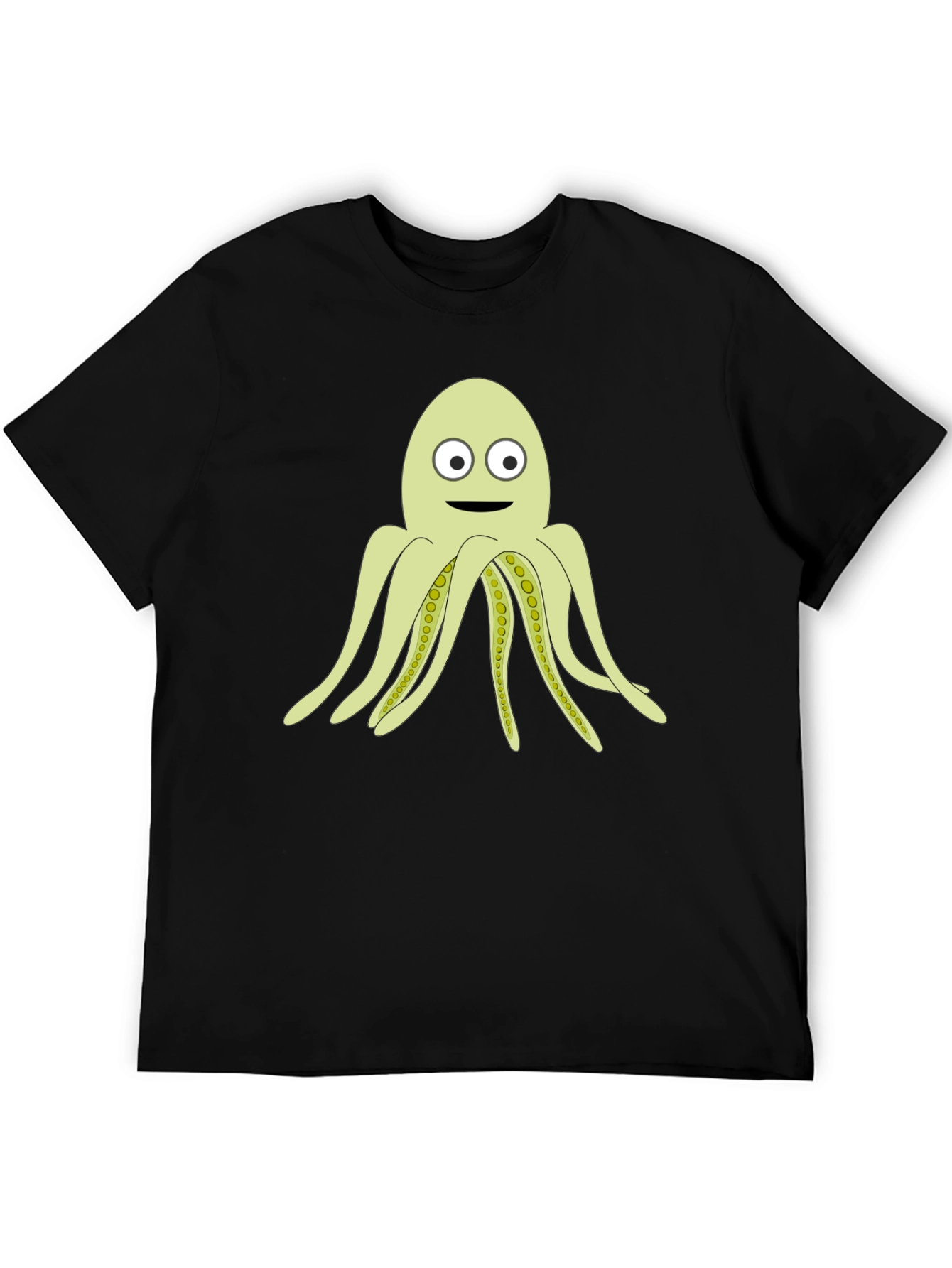 Cartoon Octopus Black T-Shirt