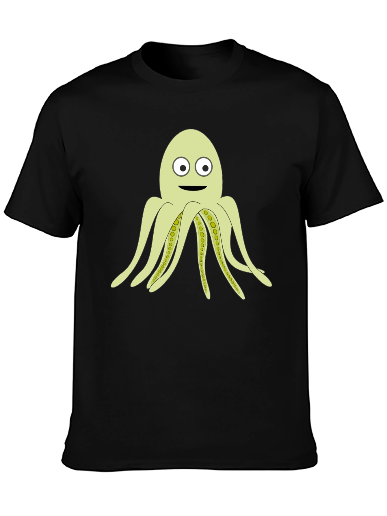 Cartoon Octopus Black T-Shirt