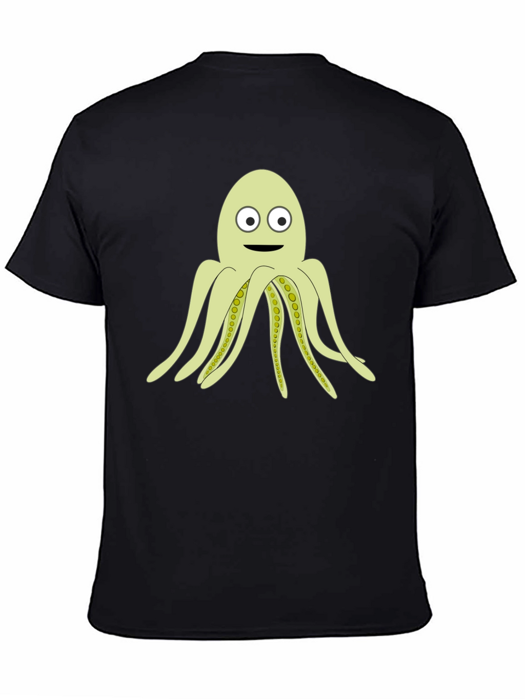 Cartoon Octopus Black T-Shirt