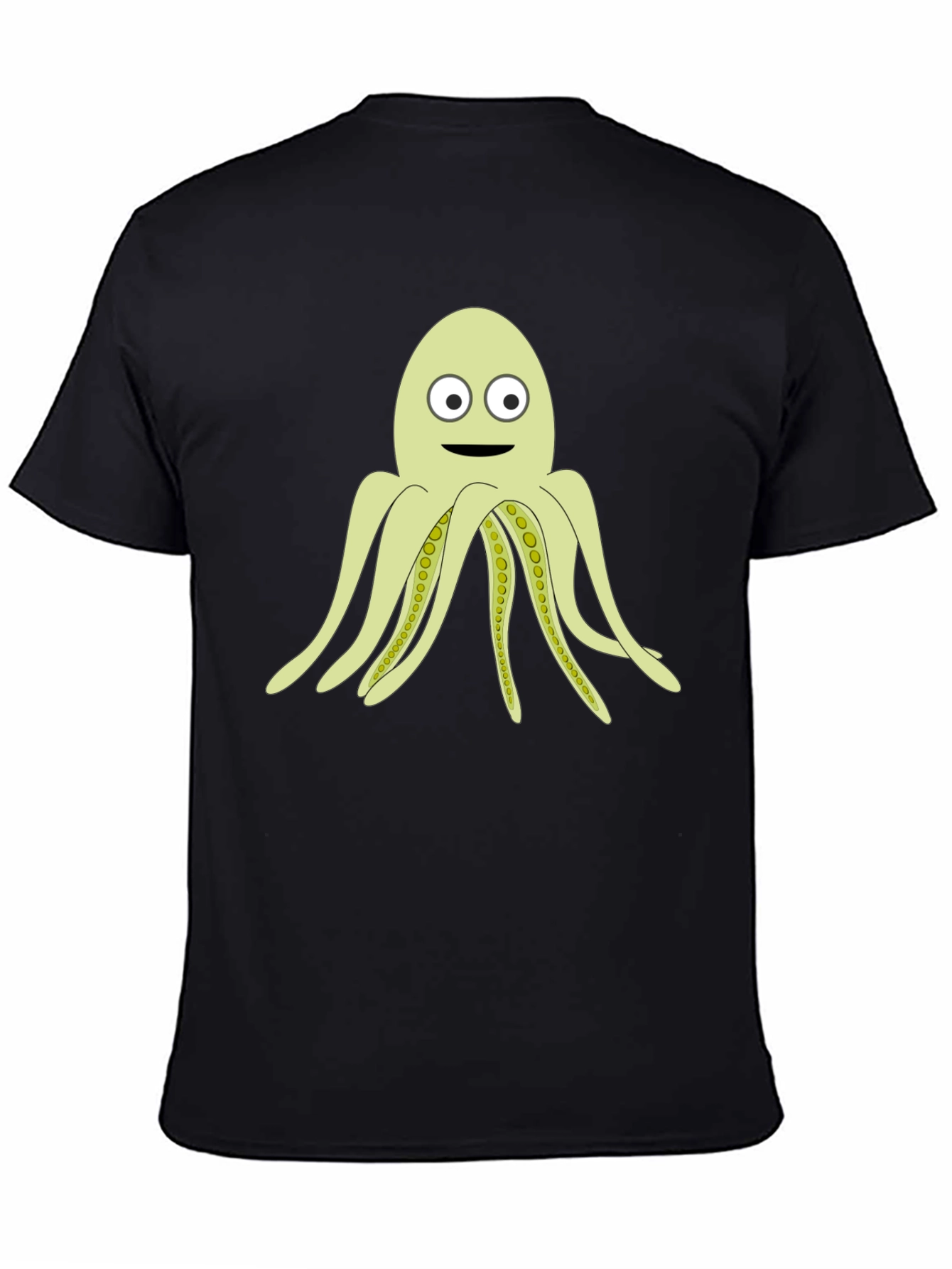 Cartoon Octopus Black T-Shirt