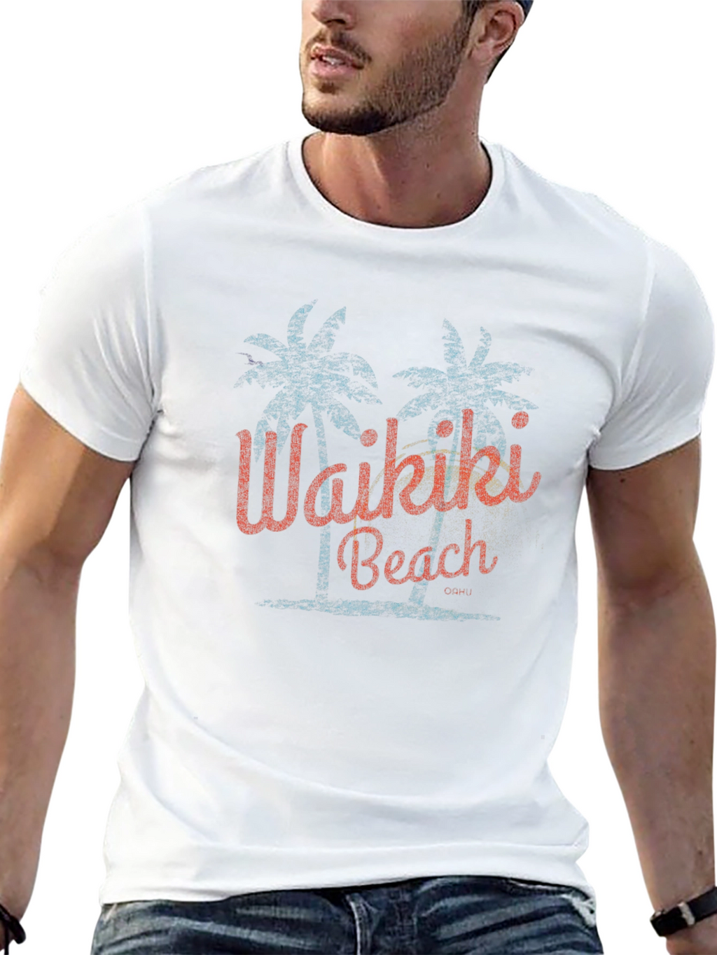 Waikiki Beach Retro Graphic T-Shirt