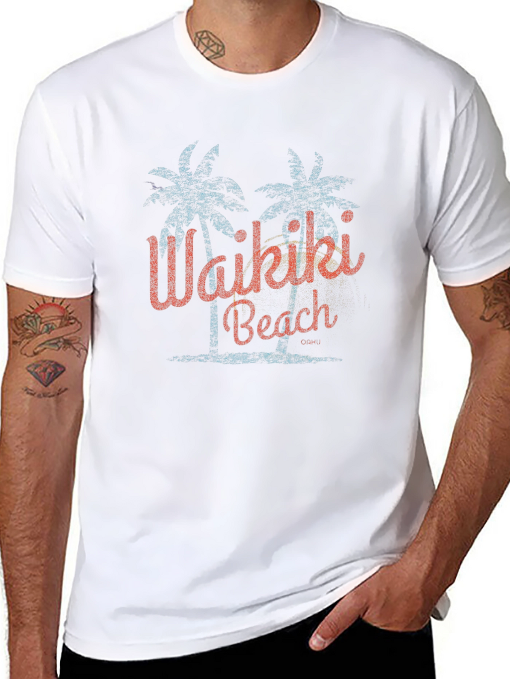 Waikiki Beach Retro Graphic T-Shirt