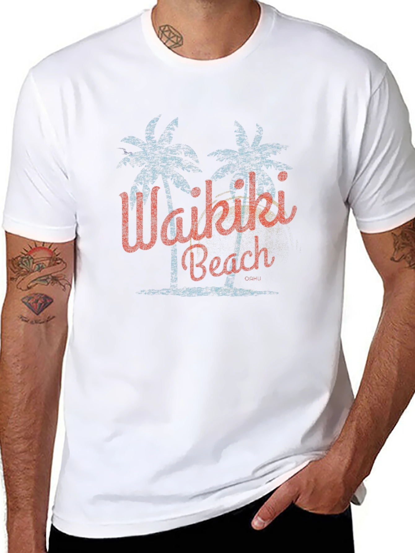 Waikiki Beach Retro Graphic T-Shirt