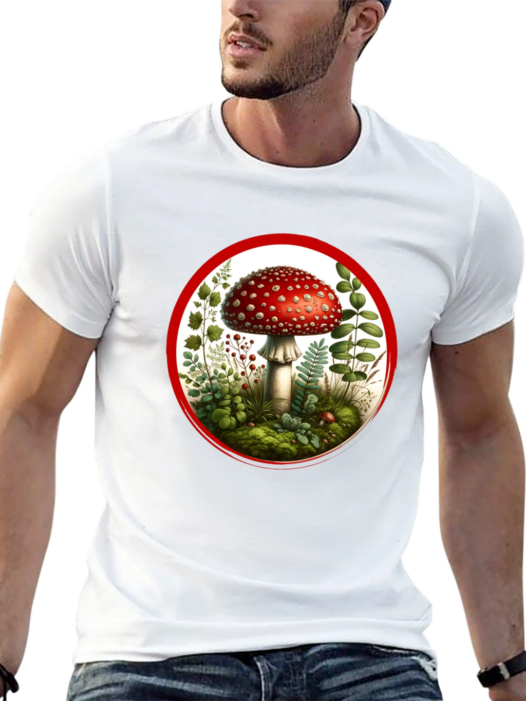 Mushroom Circle Graphic Tee - Black