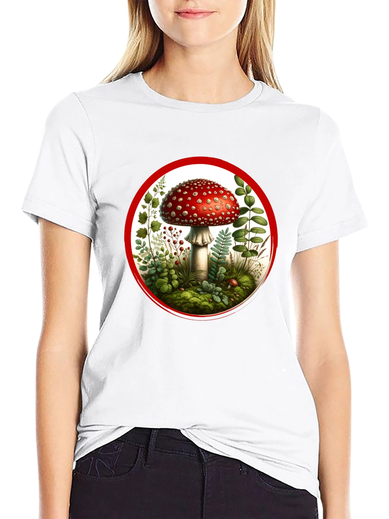 Mushroom Circle Graphic Tee - Black