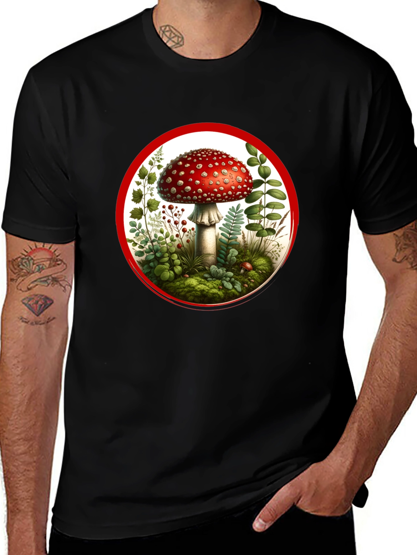 Mushroom Circle Graphic Tee - Black
