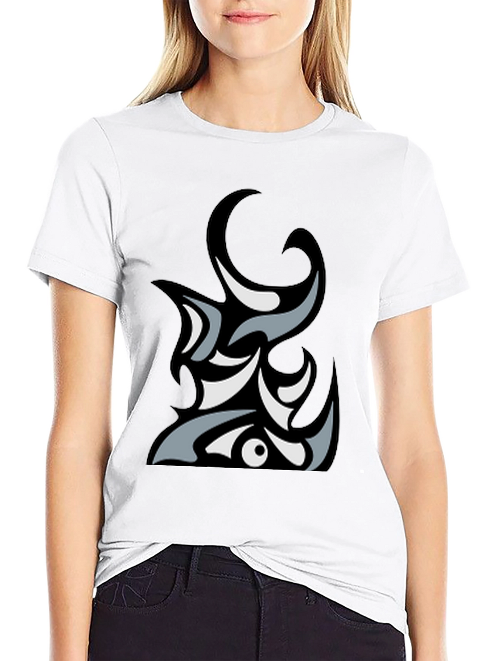 Abstract Tribal Graphic Black T-Shirt