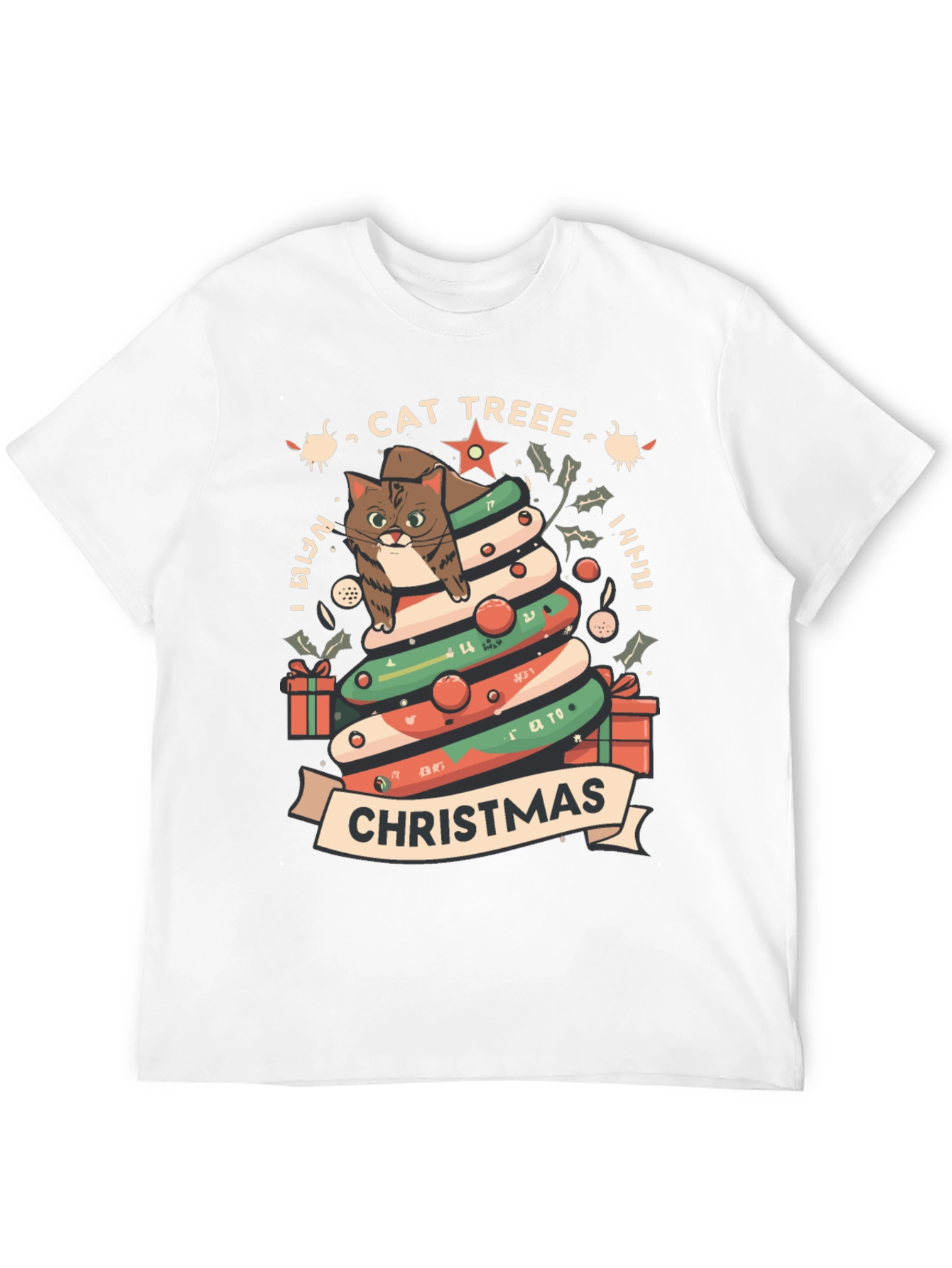 Cat Tree Christmas T-Shirt