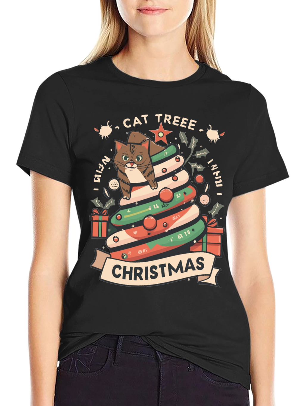 Cat Tree Christmas T-Shirt