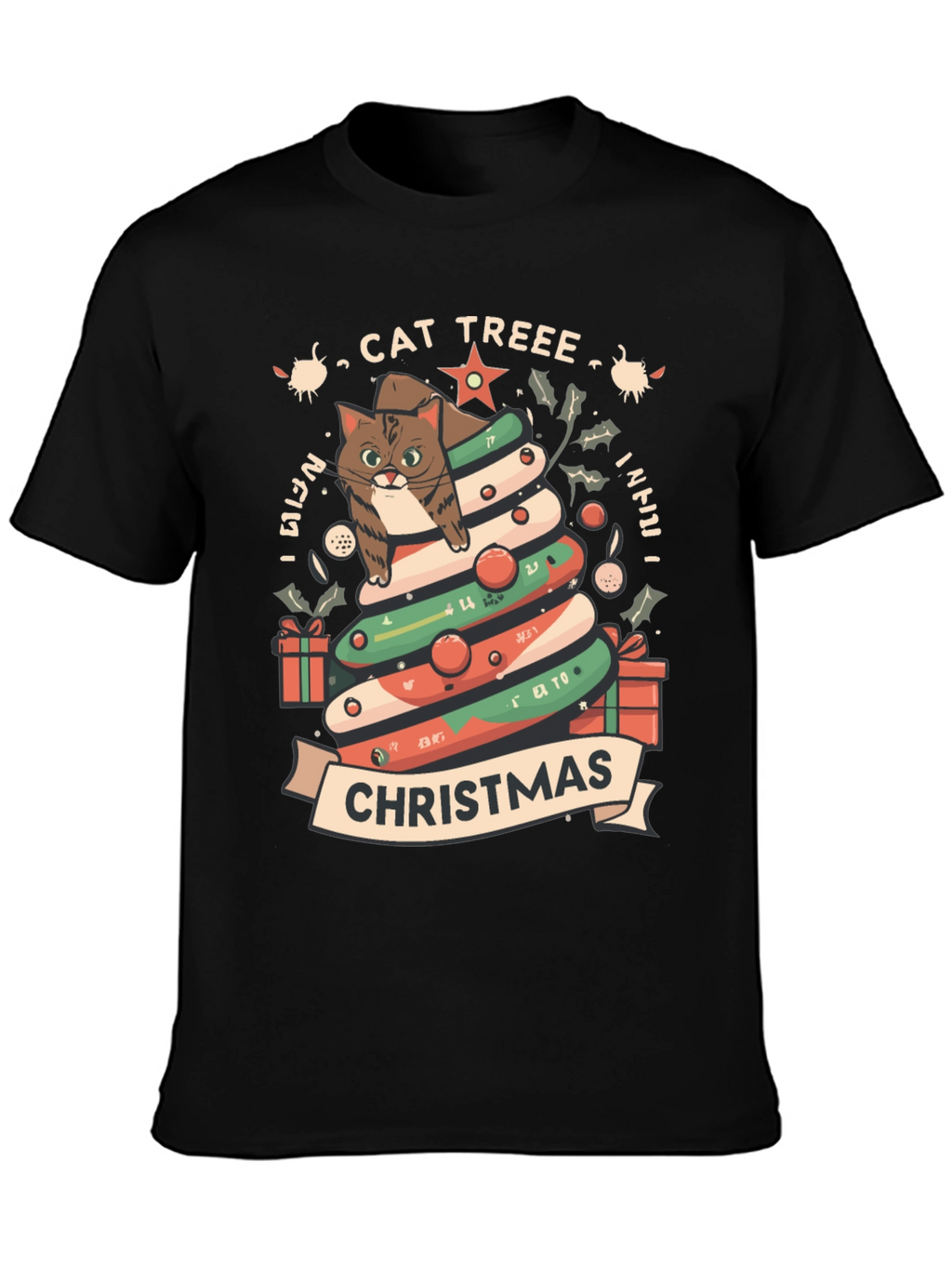 Cat Tree Christmas T-Shirt