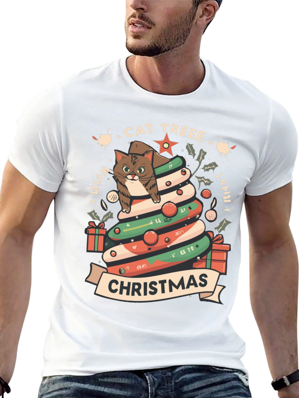 Cat Tree Christmas T-Shirt