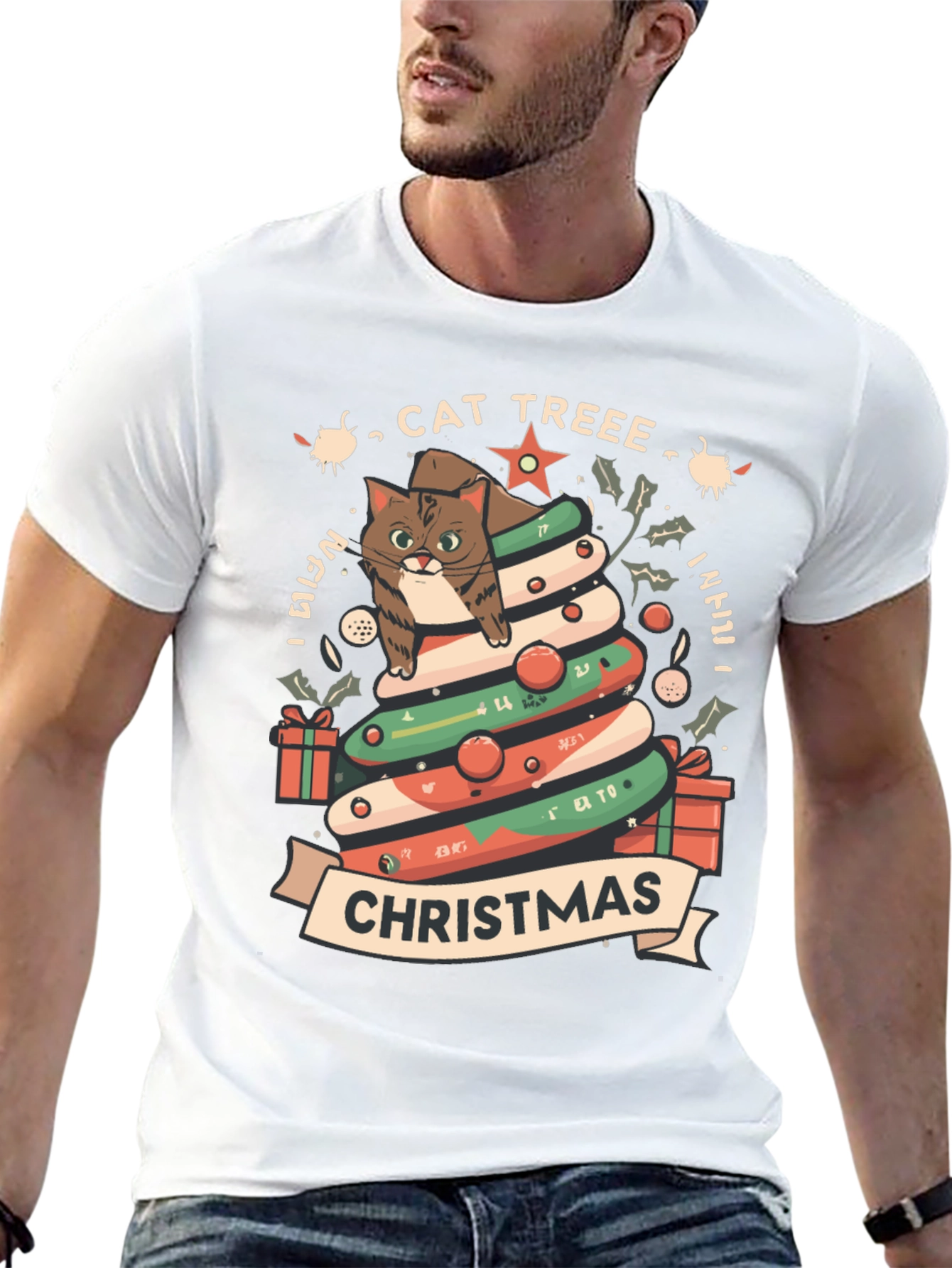 Cat Tree Christmas T-Shirt