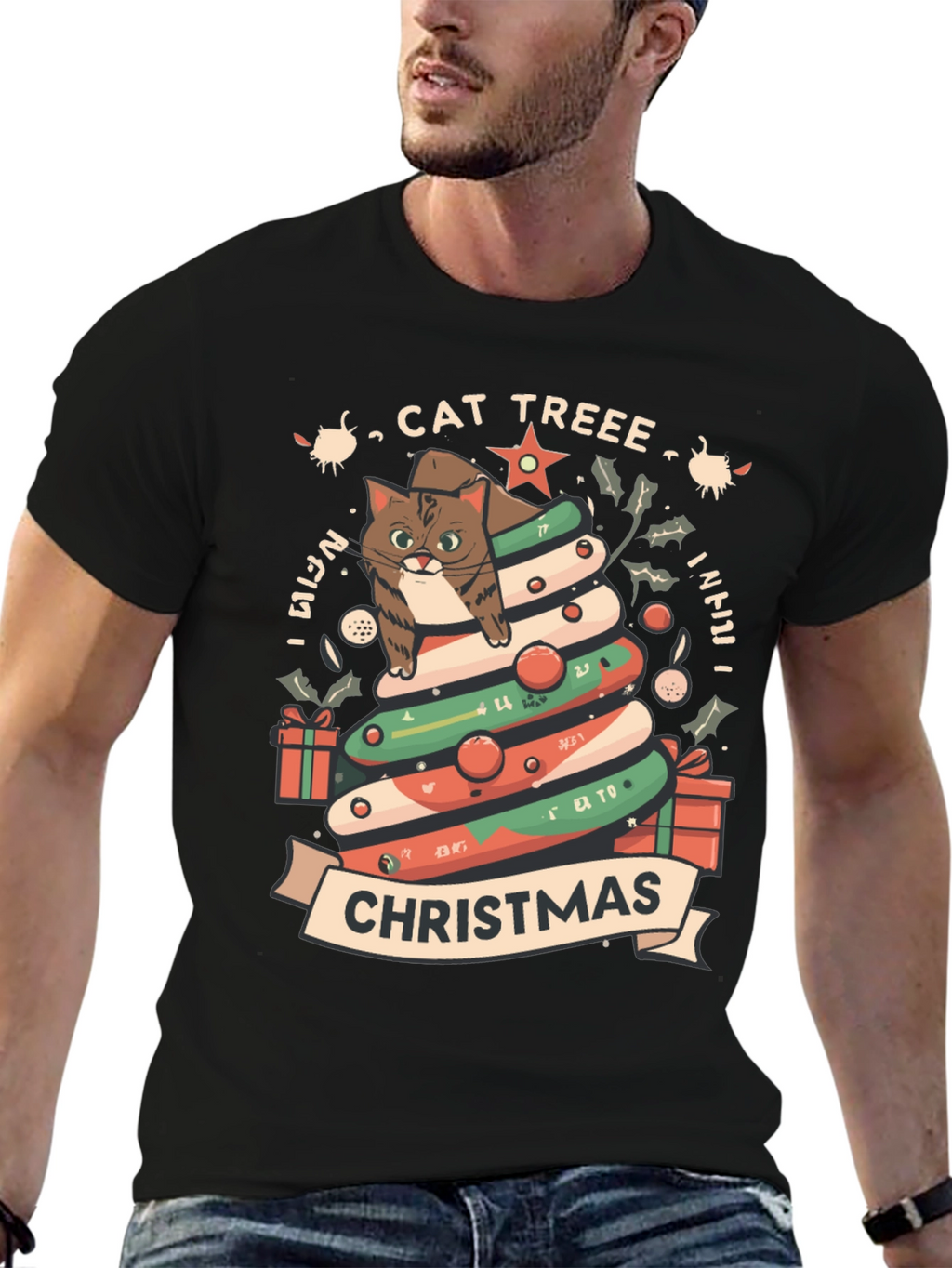 Cat Tree Christmas T-Shirt