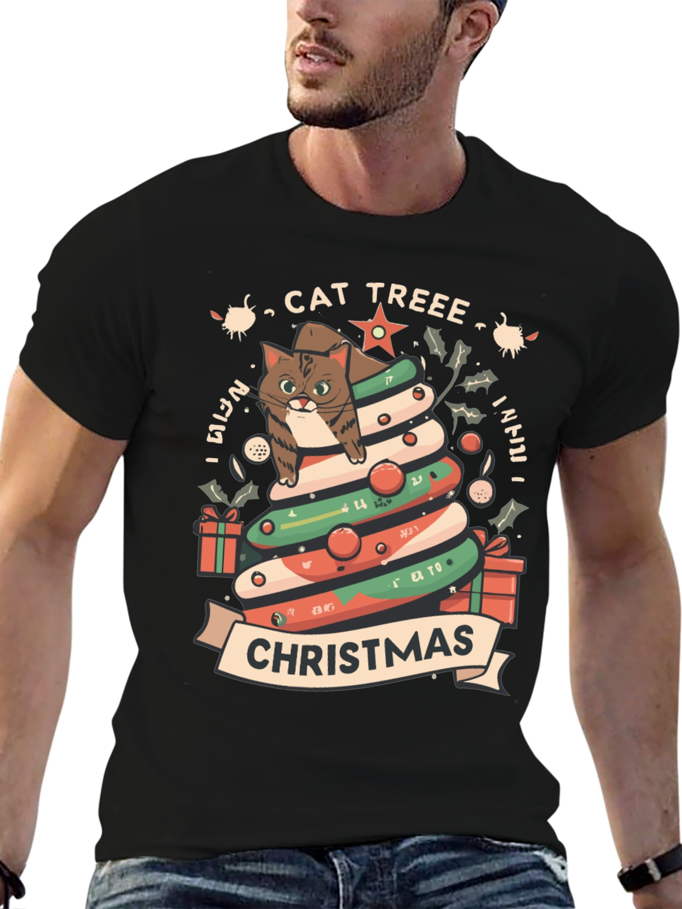 Cat Tree Christmas T-Shirt
