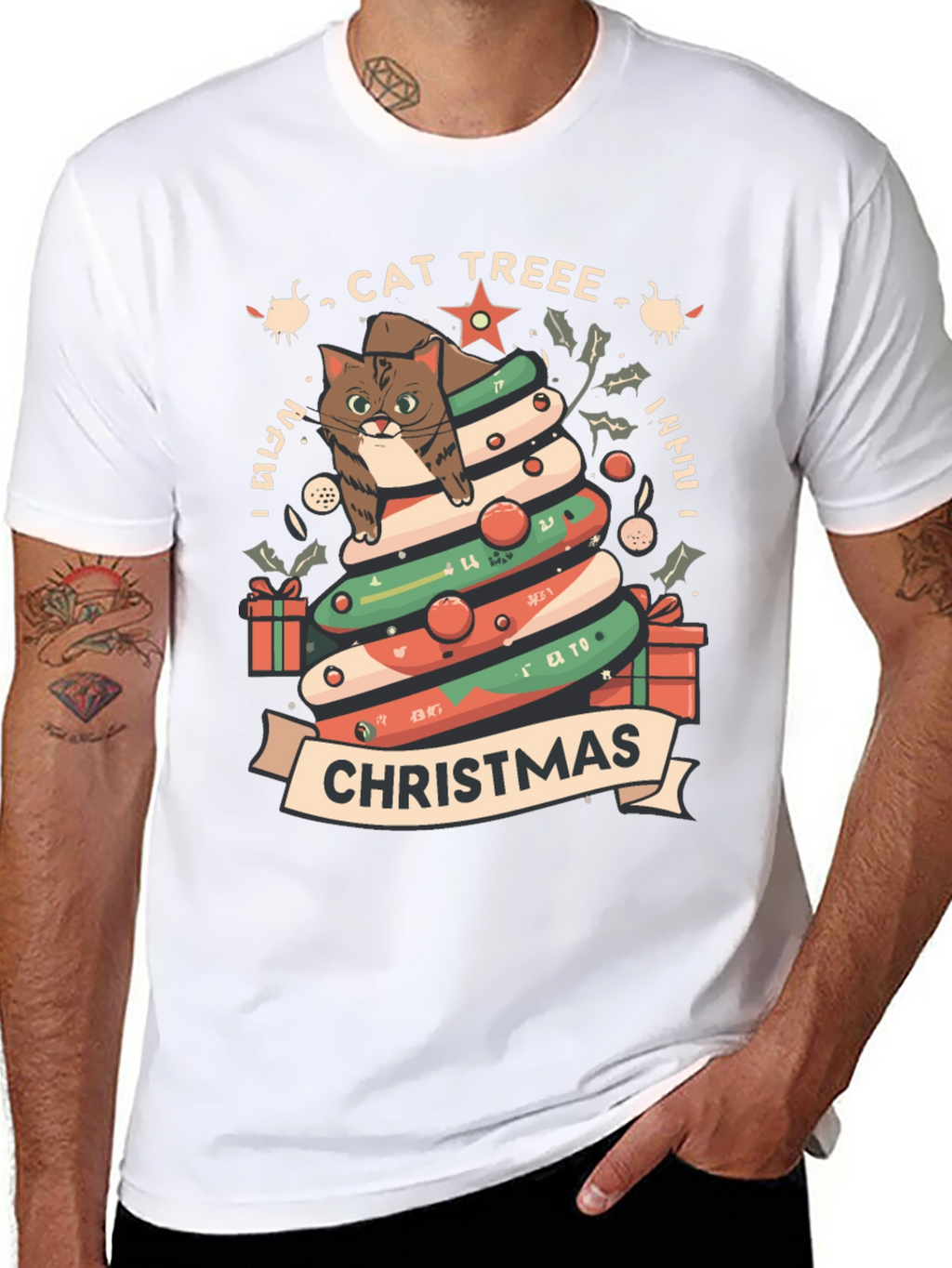 Cat Tree Christmas T-Shirt