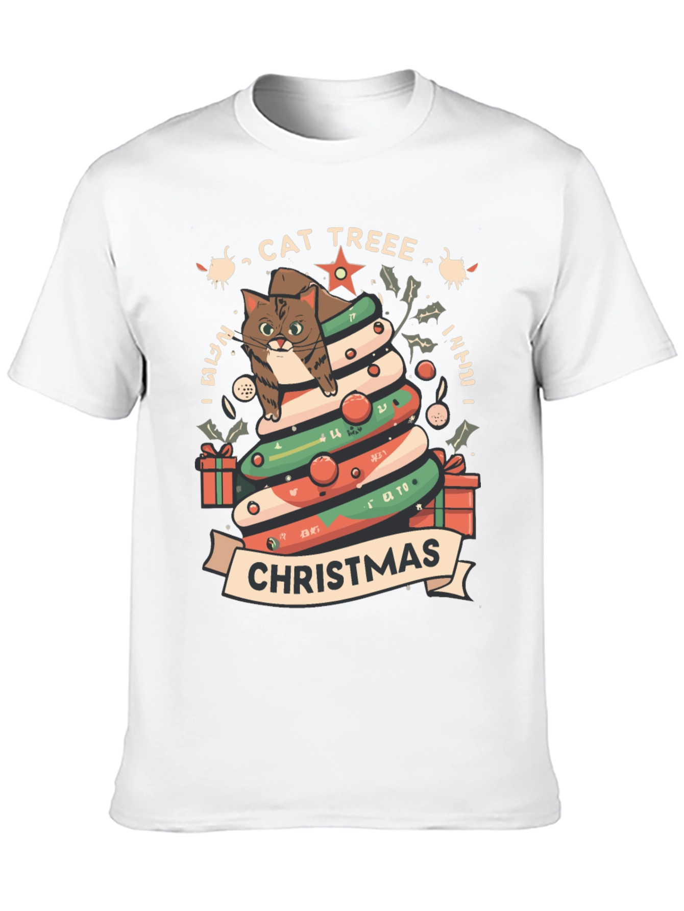 Cat Tree Christmas T-Shirt