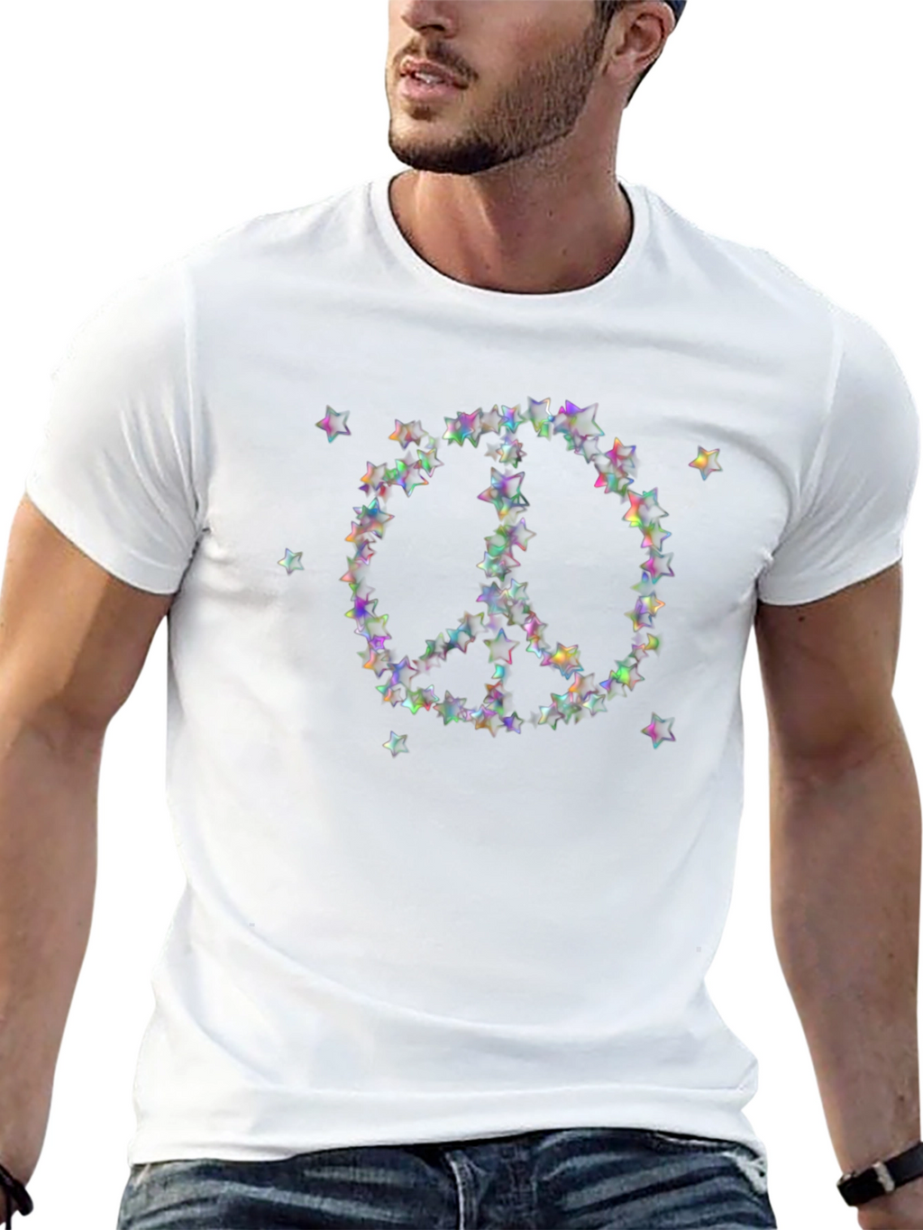 Star Peace Sign T-Shirt - Black
