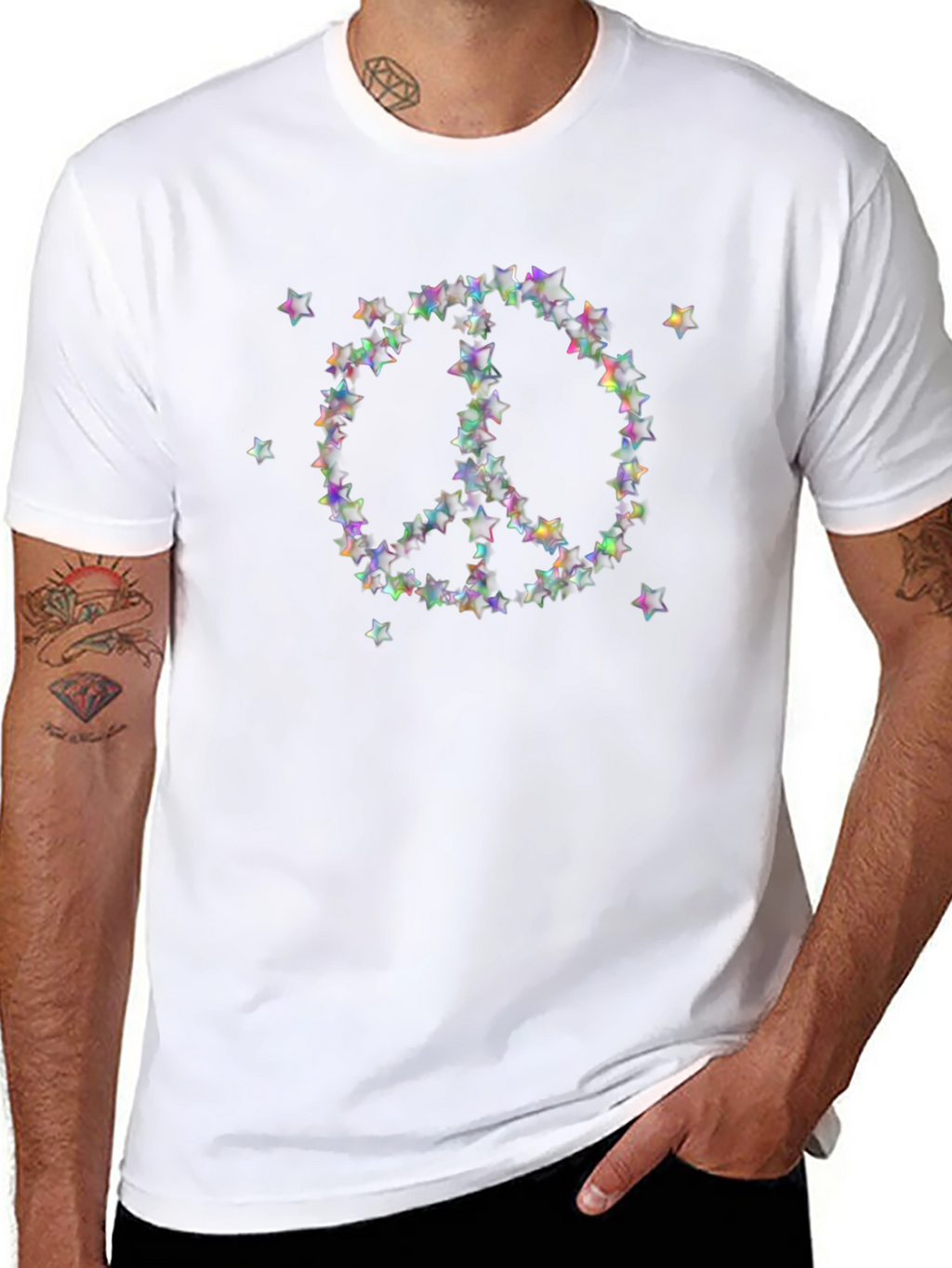Star Peace Sign T-Shirt - Black