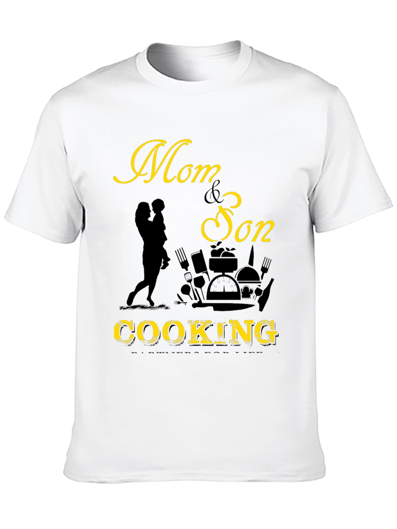 Mom & Son Cooking Graphic Tee - Black