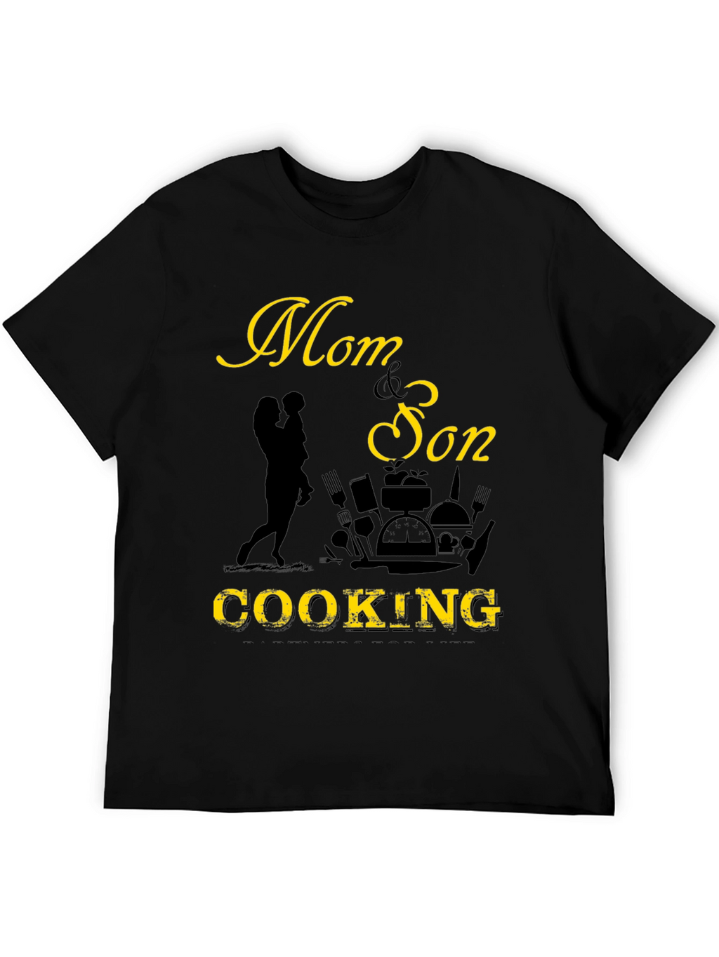 Mom & Son Cooking Graphic Tee - Black