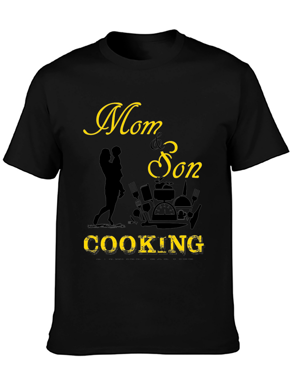 Mom & Son Cooking Graphic Tee - Black
