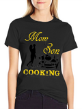 Mom & Son Cooking Graphic Tee - Black