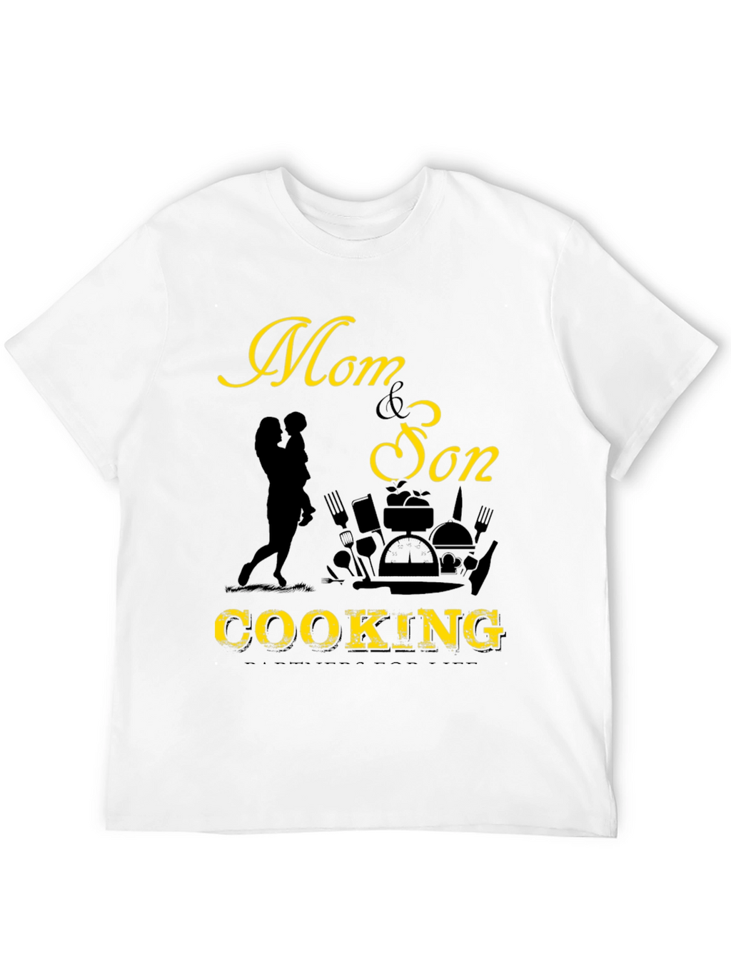 Mom & Son Cooking Graphic Tee - Black