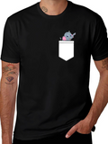 Elephant Pocket Graphic Tee - Novelty Cartoon Design