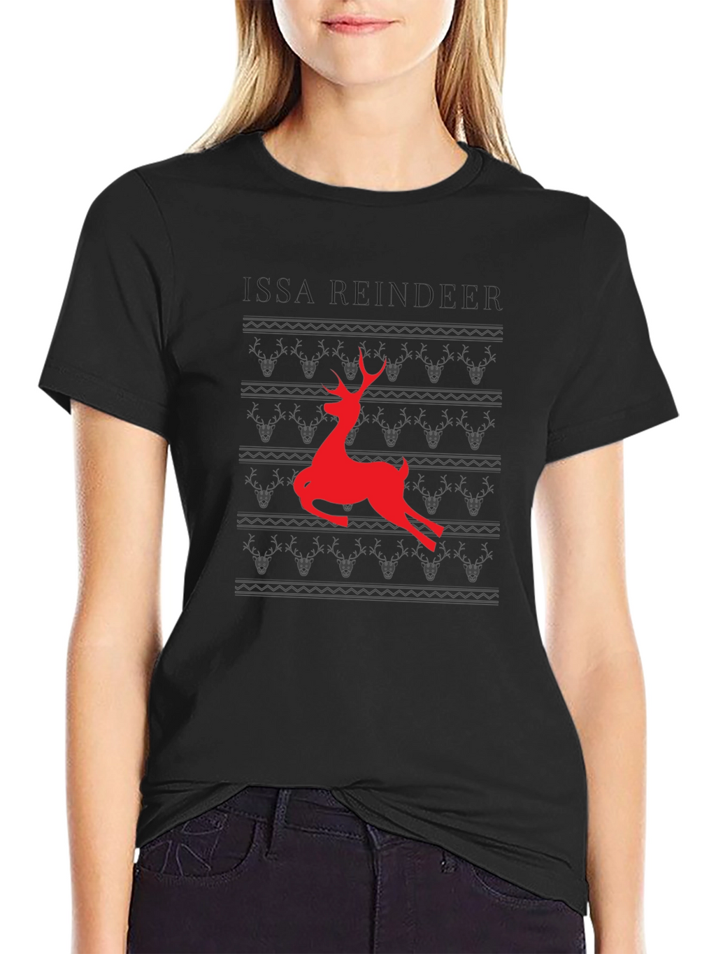 Issa Reindeer Graphic T-Shirt - Black