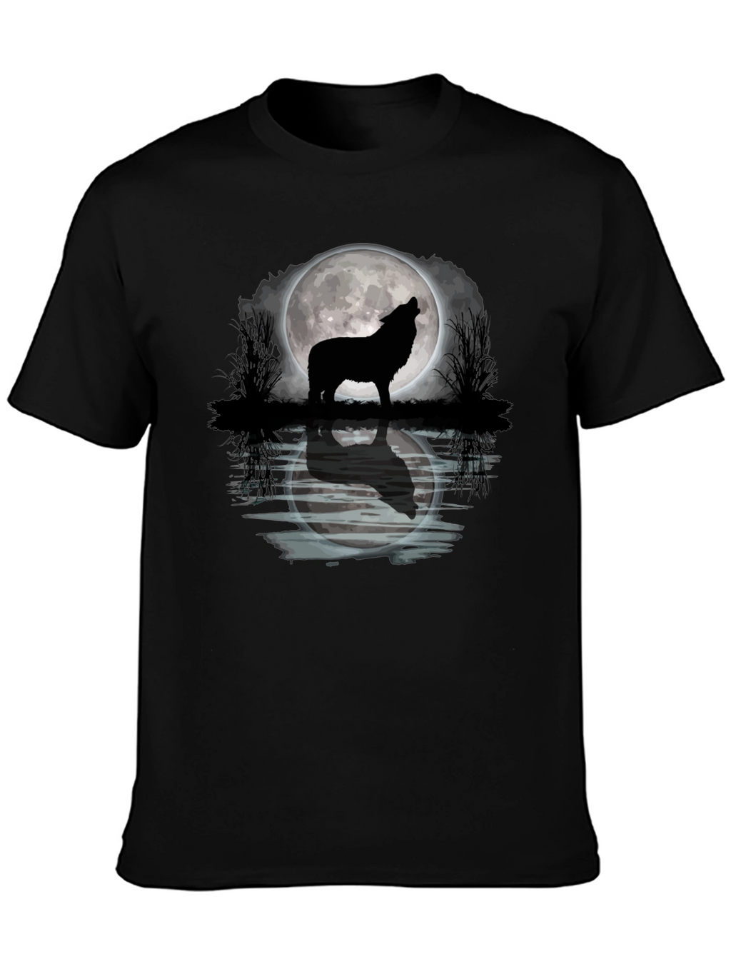 Wolf Howling Moon Graphic T-Shirt